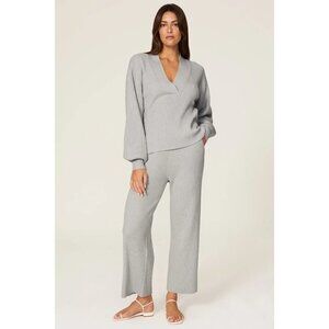 Marissa Webb Arie Ribbed Wool Blend Pant Grey Womens Size Large
